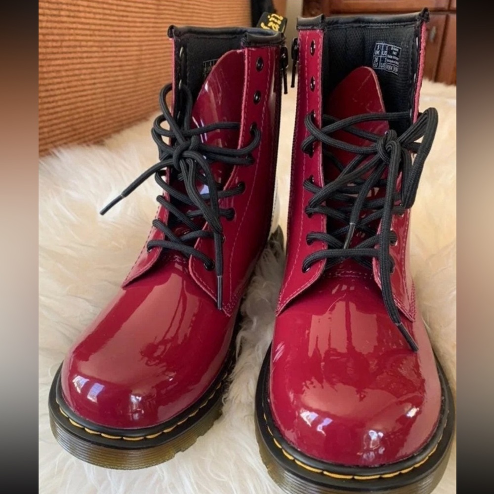 Dr Martens 1460 Delaney Patent Cherrywood Red UK 5 US Women’s 7 Men’s 6 - Picture 2 of 7